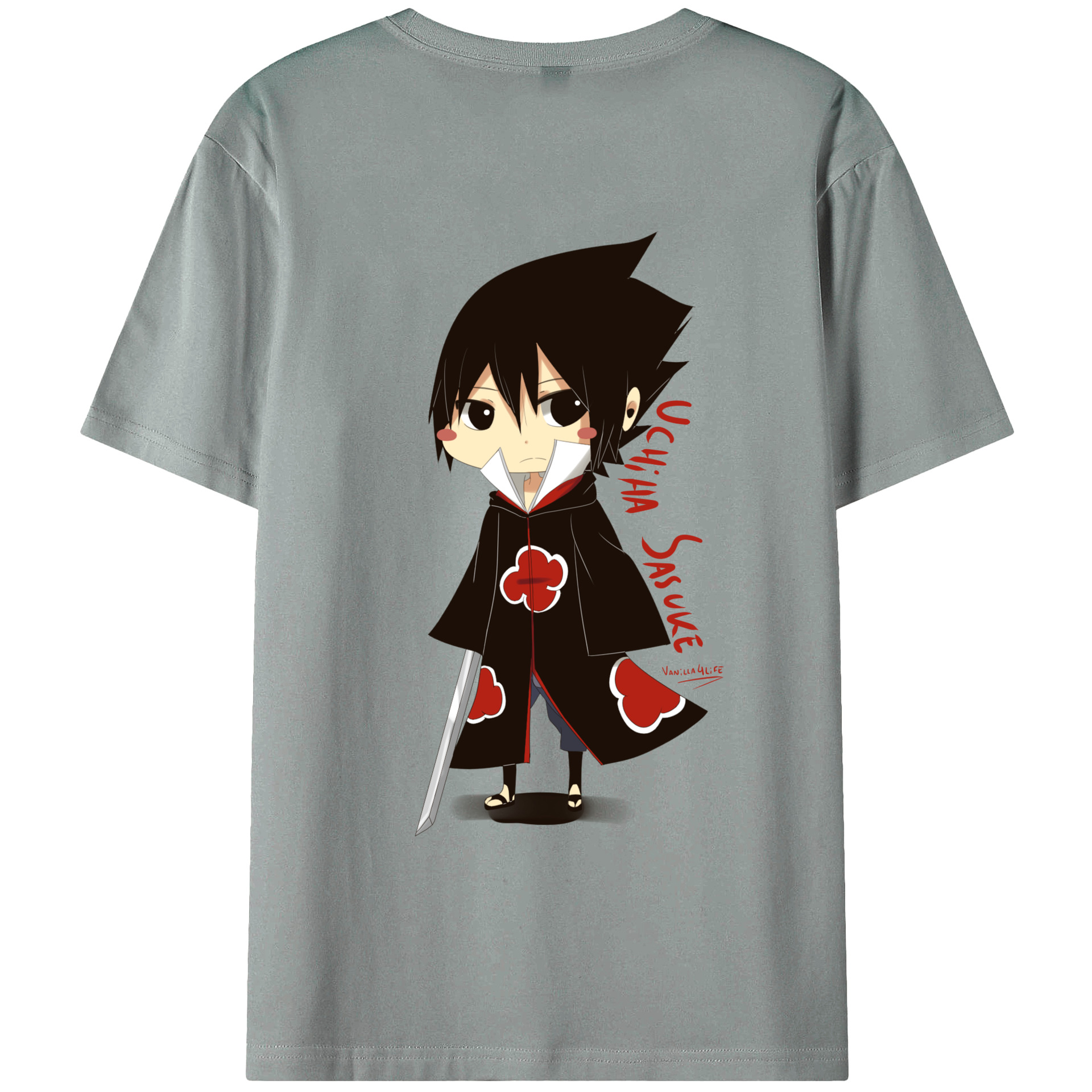 （画像用） NARUTO -ナルト- うちは サスケ Uchiha Sasuke 綿100％ メンズ半袖Tシャツ（バックプリント） 通気性